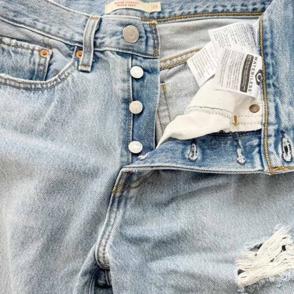 Levi’s 501 Wedgie Straight Leg Jeans Distressed - Picture 4 of 12